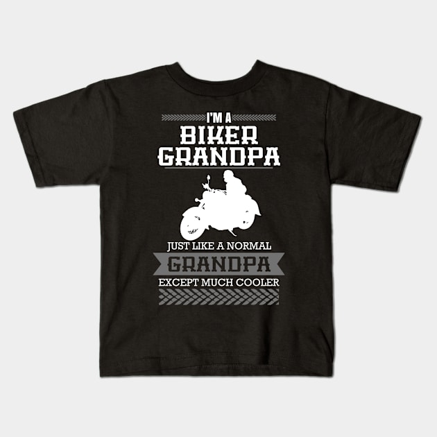 Biker Grandpa Kids T-Shirt by veerkun